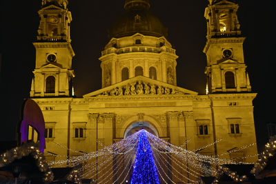 Low angle view of church at night