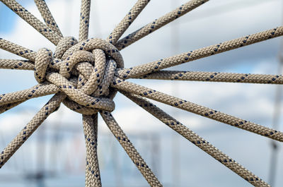 Close-up of ropes tied on rope