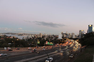 High angle view of traffic on road in city