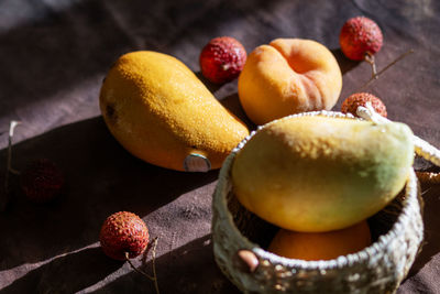 Close-up of fruits on table