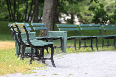 Empty bench in park