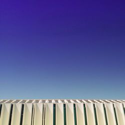 Low angle view of built structure against clear blue sky