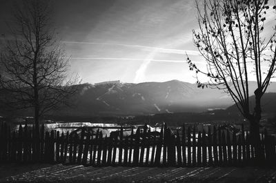 Scenic view of tree mountains against sky