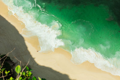 Aerial view of woman standing on beach