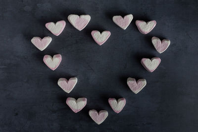 Directly above shot of heart shape on table