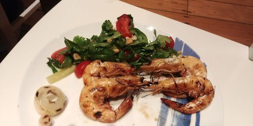 High angle view of meal served in plate