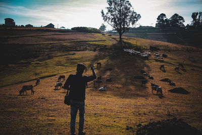 People walking on field