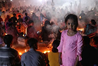 A girl at rakher upobash barodi lokhnath brahmachari ashram