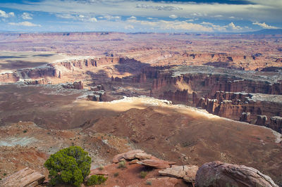 High angle view of landscape against cloudy sky