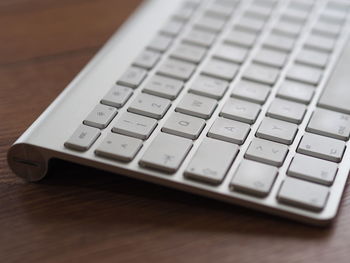 High angle view of computer keyboard on table