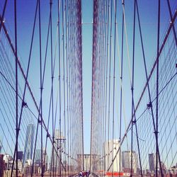 Low angle view of suspension bridge