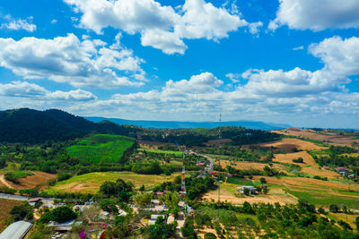 High angle view of landscape against sky