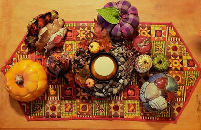 High angle view of food on table