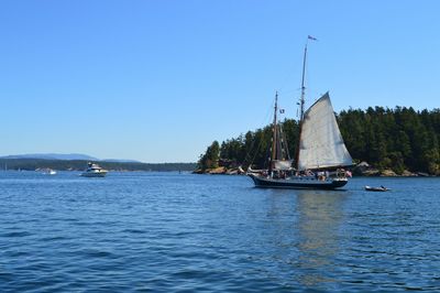 Boats sailing in sea