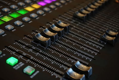 Close-up of sound mixer