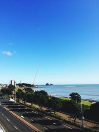View of sea against blue sky