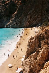 High angle view of people on beach