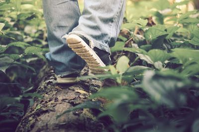 Low section of man standing on ground