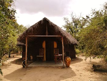 View of hut in village