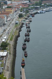 High angle view of marina