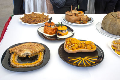 High angle view of food on table