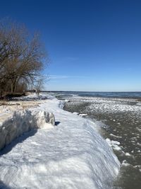 Scenic view of sea against clear sky