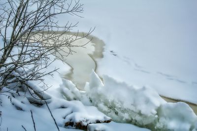 Scenic view of snow covered landscape