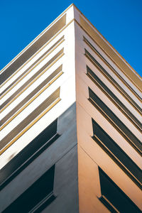 Low angle view of building against clear blue sky