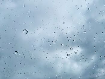 Full frame shot of raindrops on glass window