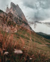 Scenic view of rocky mountains against sky