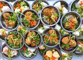 High angle view of food on table