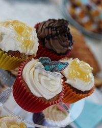 Close-up of cupcakes on table