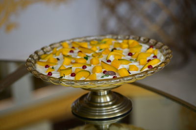 Close-up of dessert on table