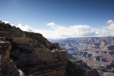 Scenic view of mountains against cloudy sky