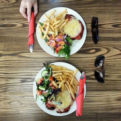 Directly above shot of food on table