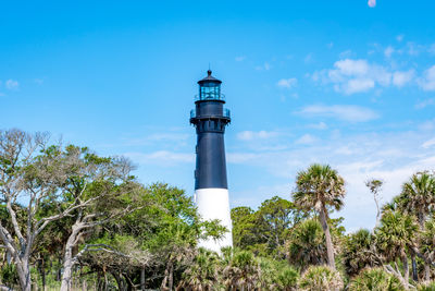 Low angle view of lighthouse against sky