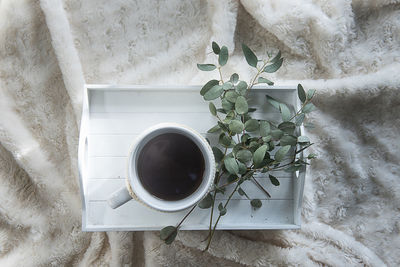 High angle view of coffee cup