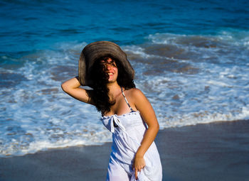 Young woman at seashore