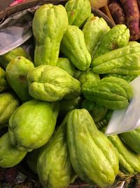 High angle view of vegetables for sale in market