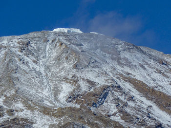 Scenic view of snow covered mountains against sky