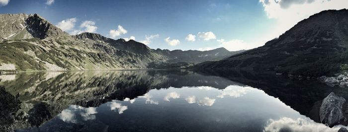 Reflection of trees in calm lake