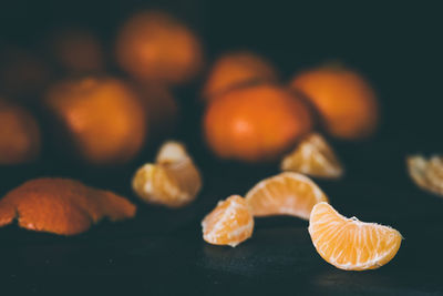 Close-up of fruits on black background