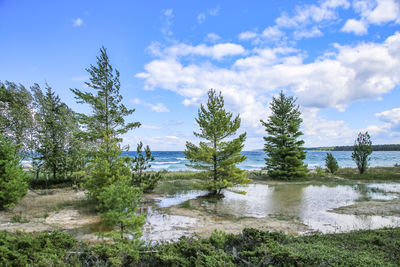 Scenic view of lake against sky