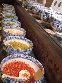 High angle view of food on table