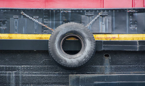 Close-up of yellow train