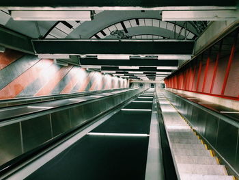 Escalator and moving walkway at subway station