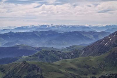 Scenic view of mountains against sky