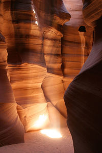 Sunlight streaming through rocks