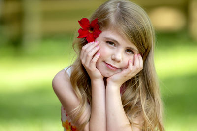 Close-up portrait of a smiling girl