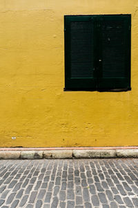 Closed door of building